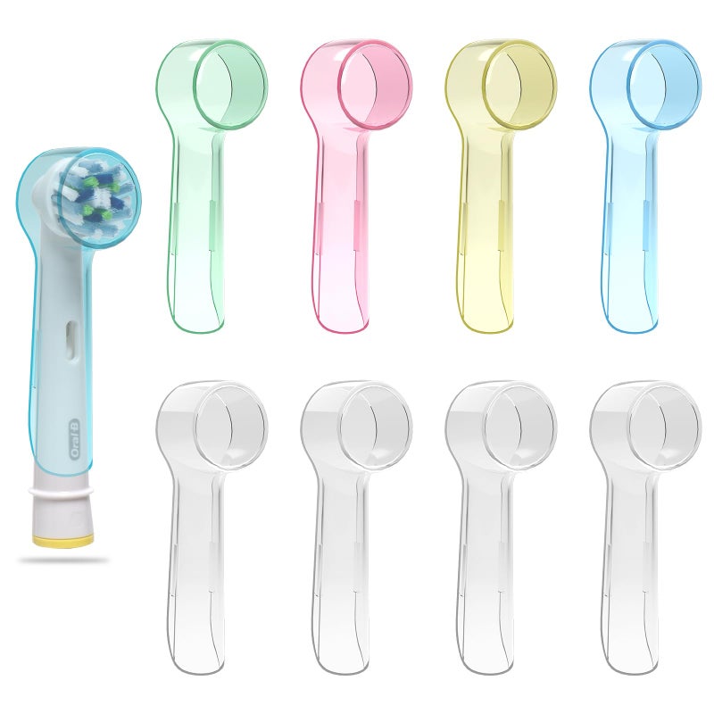 Toothbrush Covers Compatible with Oral B Electric Toothbrushes, 8-Pack Set(Green, Pink, Yellow, Blue, and 4 Transparent Ones)